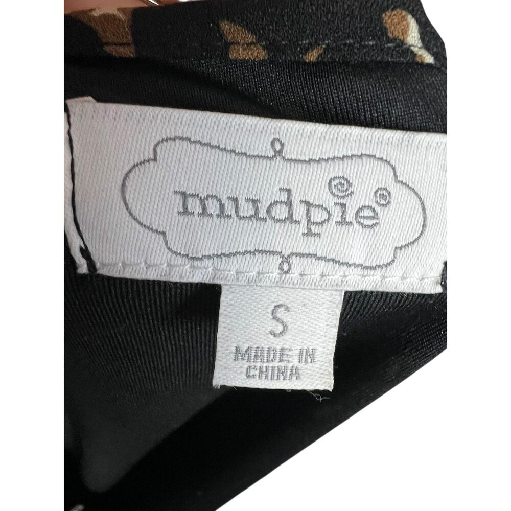Mud Pie Shift Dress Womens Small Black Animal Print Ruffle Bell Sleeve - Picture 6 of 7